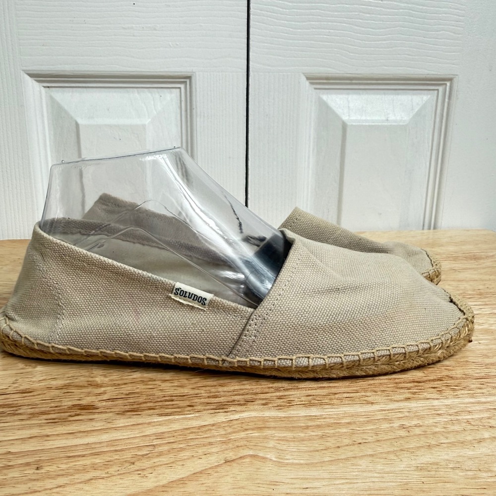 Soludos Canvas Espadrille Flats 9.5 Beige Tan Minimalist Coastal Boho Slip On